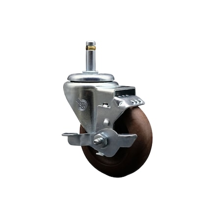 Service Caster 3.5'' High Temp Glass Filled Nylon 7/16'' Grip Ring Stem Caster with Brake SCC-GR20S3514-GFNSHT-TLB-716138